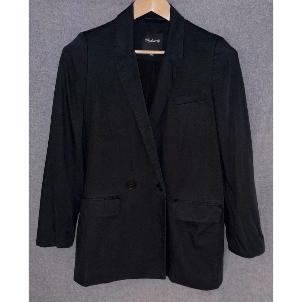 Madewell Oversized Blazer Drapeweave Caldwell Double-Breasted Medium Linen Blend